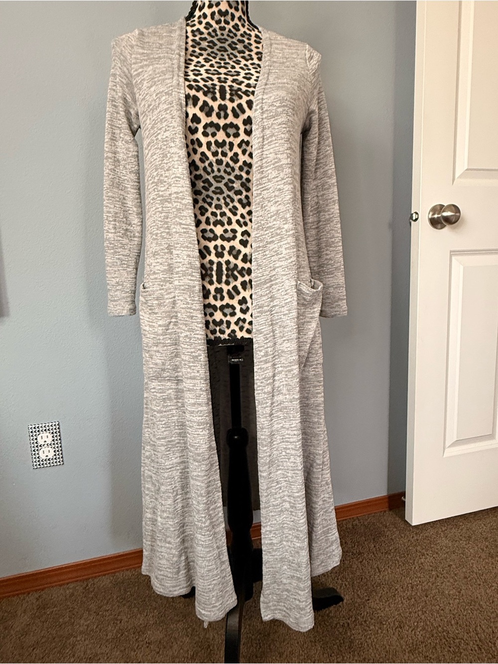 LuLaRoe Light Gray Long Open-Front Cardigan